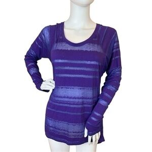 Athleta Shiva Amalfi Blue Stripe Long Sleeve Top Size Medium